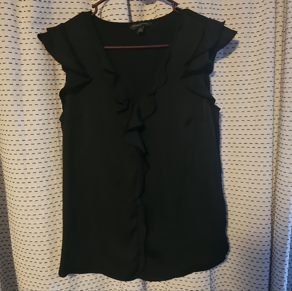 Banana Republic Black Ruffle Blouse